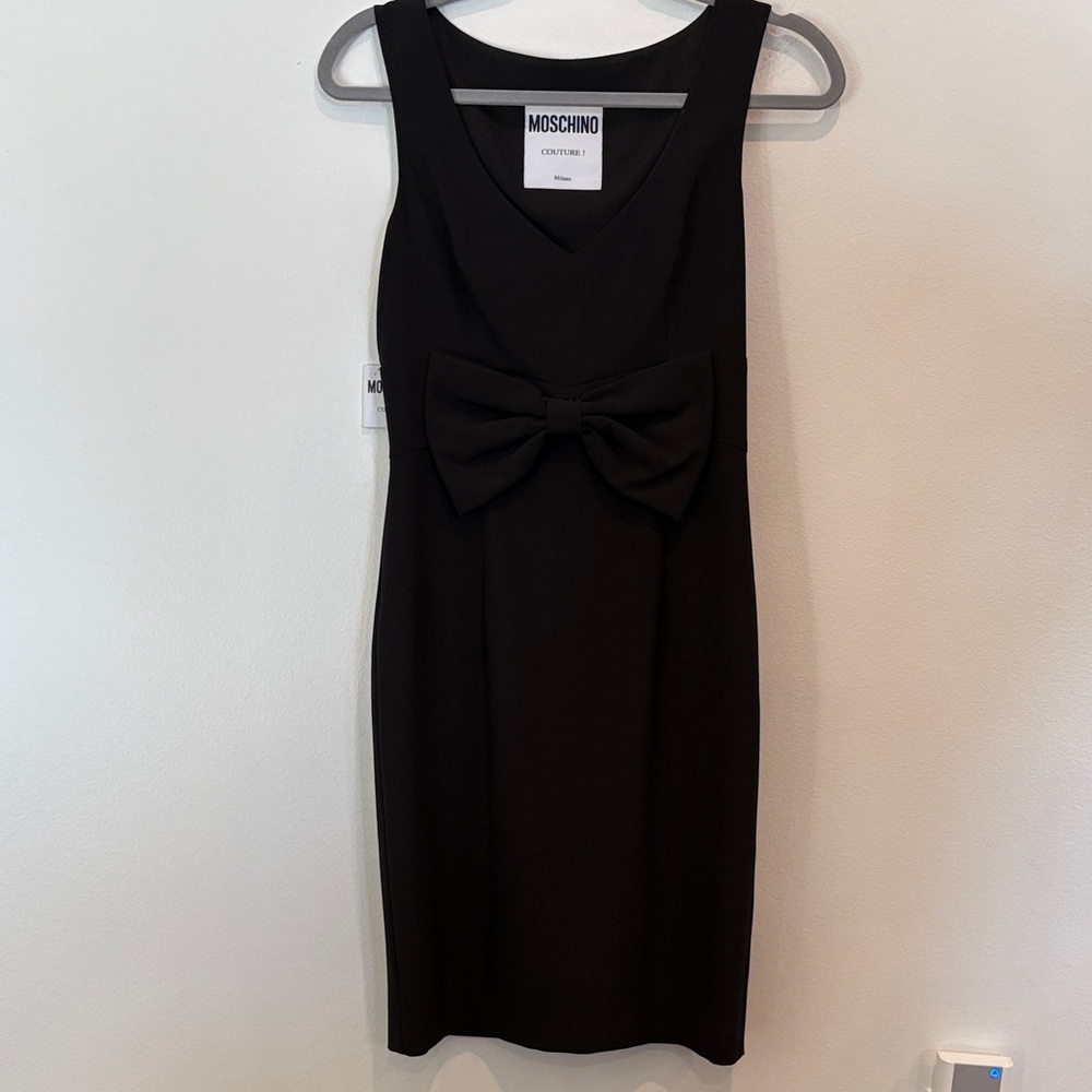 Moschino Elegant Black Mini Dress with Bow